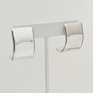 Silpada Rare Sterling Silver Electroform Curved Earrings on Omega Posts P0906